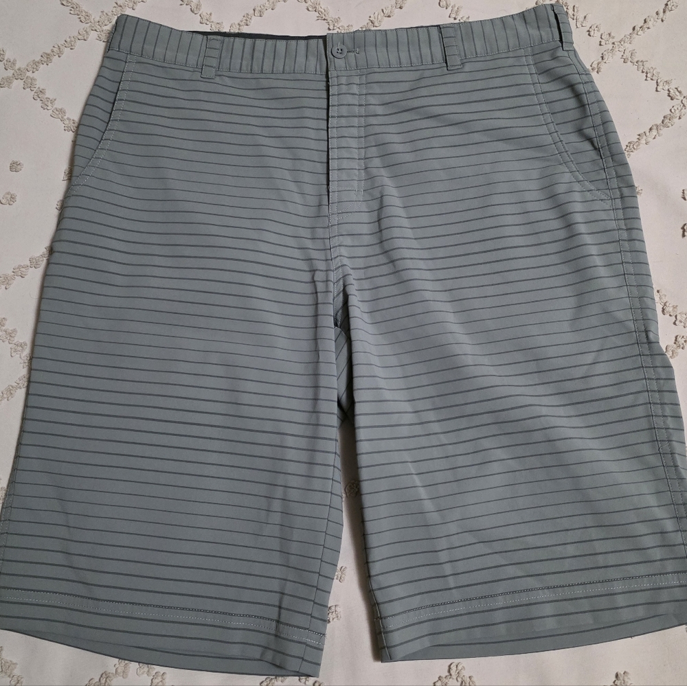 Nike Golf Men's Size 35 Light Gray Striped Tour Performance Dri-Fit Shorts